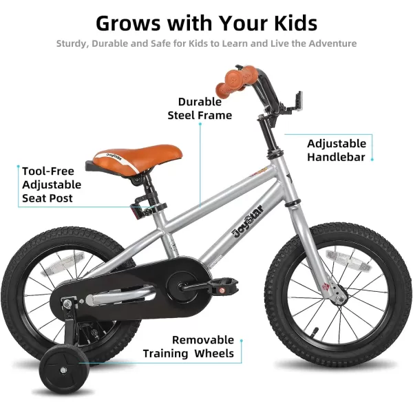 imageJOYSTAR Kids Bike for Ages 212 Years Old Boys Girls 1220 Inch BMX Style Kids Bikes with Training Wheels Children Bicycle for Kids and Toddler Multiple ColorsSilver