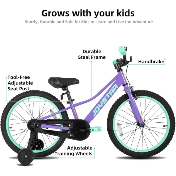 imageJOYSTAR NEO 20 Inch Kids Bike for Ages 610 Years Old Boys ampamp Girls 20 Inch Wheels Kids Mountain Bike with Training Wheels ampamp Handbrake Kids Bicycles Multiple ColorsPurple