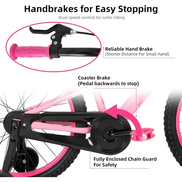 imageJOYSTAR NEO 20 Inch Kids Bike for Ages 610 Years Old Boys ampamp Girls 20 Inch Wheels Kids Mountain Bike with Training Wheels ampamp Handbrake Kids Bicycles Multiple ColorsPink