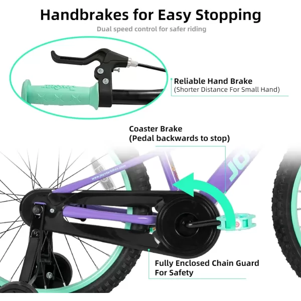 imageJOYSTAR NEO 20 Inch Kids Bike for Ages 610 Years Old Boys ampamp Girls 20 Inch Wheels Kids Mountain Bike with Training Wheels ampamp Handbrake Kids Bicycles Multiple ColorsPurple