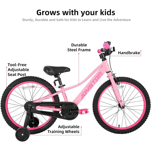 imageJOYSTAR NEO 20 Inch Kids Bike for Ages 610 Years Old Boys ampamp Girls 20 Inch Wheels Kids Mountain Bike with Training Wheels ampamp Handbrake Kids Bicycles Multiple ColorsPink