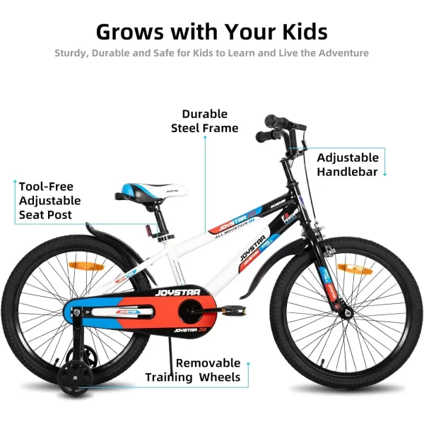 imageJOYSTAR New Berry Kids Bike for Boys and Girls Ages 312 Years Old 12 14 16 Inch Kids Bicycles with Training Wheels 20 Inch Bike with Kickstand Multiple ColorsWhite