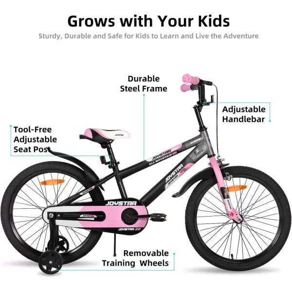 imageJOYSTAR New Berry Kids Bike for Boys and Girls Ages 312 Years Old 12 14 16 Inch Kids Bicycles with Training Wheels 20 Inch Bike with Kickstand Multiple ColorsPink