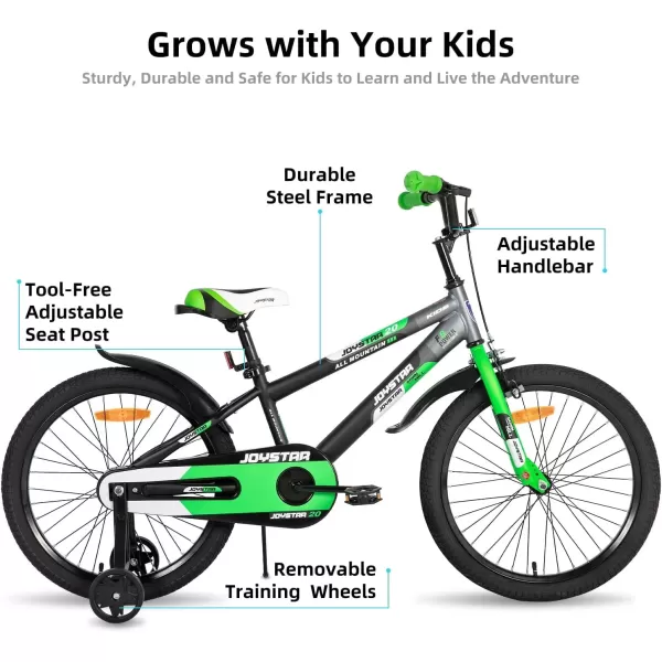 imageJOYSTAR New Berry Kids Bike for Boys and Girls Ages 312 Years Old 12 14 16 Inch Kids Bicycles with Training Wheels 20 Inch Bike with Kickstand Multiple ColorsGreen