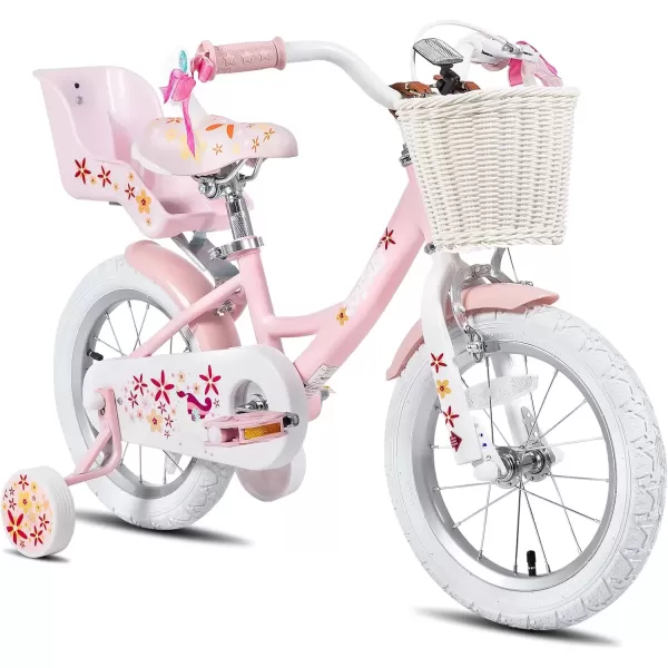 imageJOYSTAR Unicorn Kids Bike for Girls Ages 29 Years Old 12 14 16 18 Inch Kids Bike with Training Wheels Doll Seat Streamers and Basket Toddler Girls Bike Multiple ColorsPink