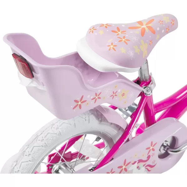 imageJOYSTAR Unicorn Kids Bike for Girls Ages 29 Years Old 12 14 16 18 Inch Kids Bike with Training Wheels Doll Seat Streamers and Basket Toddler Girls Bike Multiple ColorsFuchsia