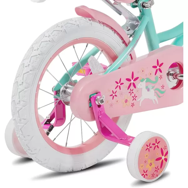 imageJOYSTAR Unicorn Kids Bike for Girls Ages 29 Years Old 12 14 16 18 Inch Kids Bike with Training Wheels Doll Seat Streamers and Basket Toddler Girls Bike Multiple ColorsGreen
