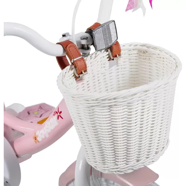 imageJOYSTAR Unicorn Kids Bike for Girls Ages 29 Years Old 12 14 16 18 Inch Kids Bike with Training Wheels Doll Seat Streamers and Basket Toddler Girls Bike Multiple ColorsPink