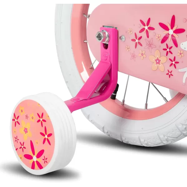 imageJOYSTAR Unicorn Kids Bike for Girls Ages 29 Years Old 12 14 16 18 Inch Kids Bike with Training Wheels Doll Seat Streamers and Basket Toddler Girls Bike Multiple ColorsGreen