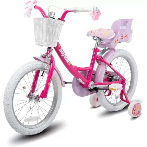 imageJOYSTAR Unicorn Kids Bike for Girls Ages 29 Years Old 12 14 16 18 Inch Kids Bike with Training Wheels Doll Seat Streamers and Basket Toddler Girls Bike Multiple ColorsFuchsia