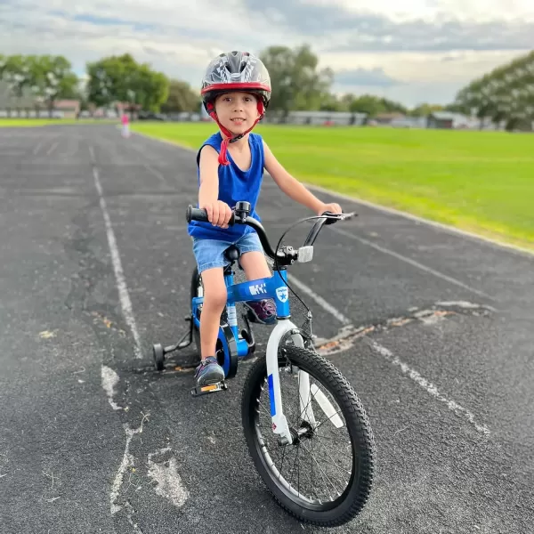 imageJOYSTAR Whizz Kids Bike 12 14 16 18 Inch Kids Bicycle for Toddler and Kids Ages 29 Years Old BMX Style Boys Bike with Training Wheels Children Bicycles Multiple ColorsBlue