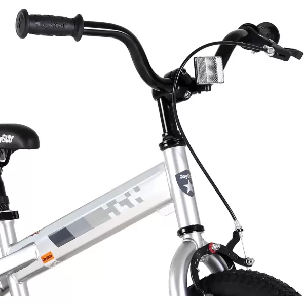 imageJOYSTAR Whizz Kids Bike 12 14 16 18 Inch Kids Bicycle for Toddler and Kids Ages 29 Years Old BMX Style Boys Bike with Training Wheels Children Bicycles Multiple ColorsSilver