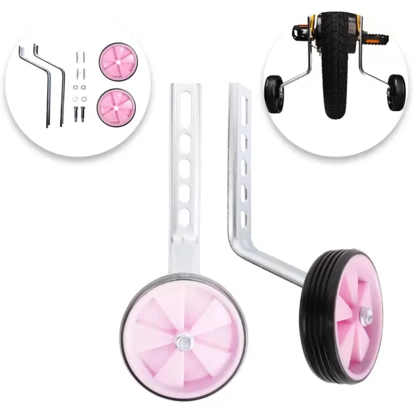 imageDRBIKE Adjustable Training Wheels for 12 14 16 18 20 Inch Kids Bike Universal Kids Bicycle Stabilizer Support Rear Wheel BlackPink