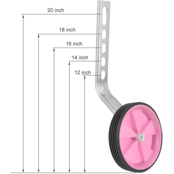 imageDRBIKE Adjustable Training Wheels for 12 14 16 18 20 Inch Kids Bike Universal Kids Bicycle Stabilizer Support Rear Wheel BlackPink