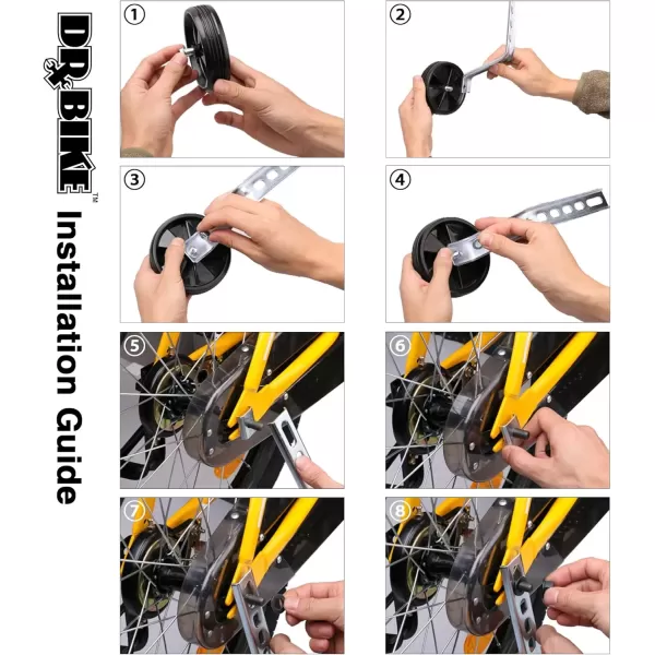 imageDRBIKE Adjustable Training Wheels for 12 14 16 18 20 Inch Kids Bike Universal Kids Bicycle Stabilizer Support Rear Wheel BlackPink