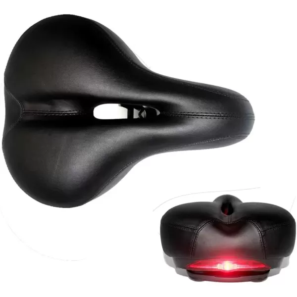 imageDRBIKE Bike Seat for Men Women Comfortable Padded Bicycle Saddle with Tailight Dual Spring Design ampamp Soft Cushion Breathable Bicycle Seat for Mountain Road Exercise Touring ampamp Cruiser Bike Black