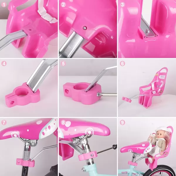 imageDRBIKE Doll Bike Seat for Girls Bike  Doll Carrier Attachment for 18quot22quot American Girl Dolls ampamp Stuffed Animals Kids Bike Accessories Fits Most 1220 Inch Kids BikePink