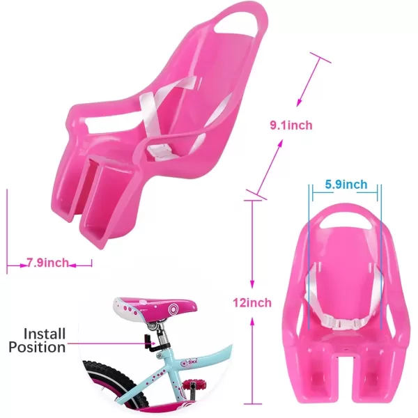 imageDRBIKE Doll Bike Seat for Girls Bike  Doll Carrier Attachment for 18quot22quot American Girl Dolls ampamp Stuffed Animals Kids Bike Accessories Fits Most 1220 Inch Kids BikePink