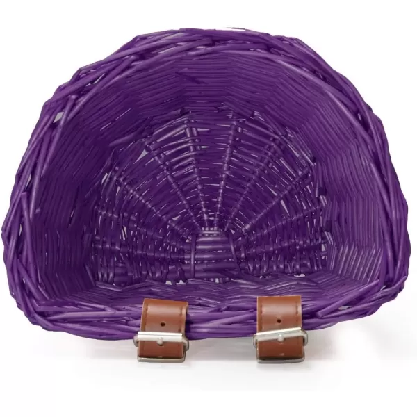 imageDRBIKE Kids Bike Basket for 12 14 16 inch Girls Boys Bike Kids Bicycle Front Handlebar Wicker Basket Kids Bike Accessories Purple
