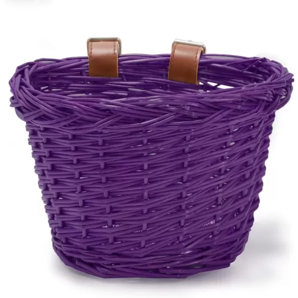 imageDRBIKE Kids Bike Basket for 12 14 16 inch Girls Boys Bike Kids Bicycle Front Handlebar Wicker Basket Kids Bike Accessories Purple