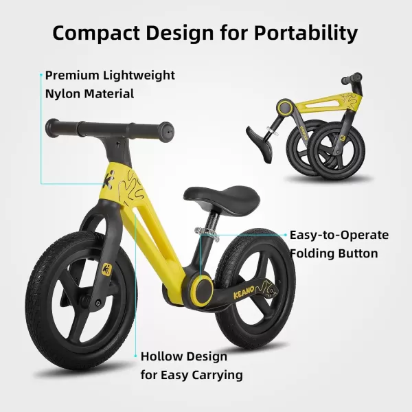 imageJOYSTAR 12 Inch Foldable Balance Bike for Kids Age 2 3 4 5 6 Years Toddler Balance Bicycle for 2 Year Old Boys ampamp Girls No Pedal Push Balance Bike with Adjustable Seat Multiple ColorsYellow