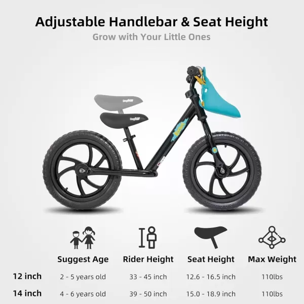 imageJOYSTAR 1214 Inch Kids Balance Bike for 18months5 Years Old Boys Girls Lightweight Toddler Balance Bikes with Footrest and Handlebar Basket or Doll SeatBlack