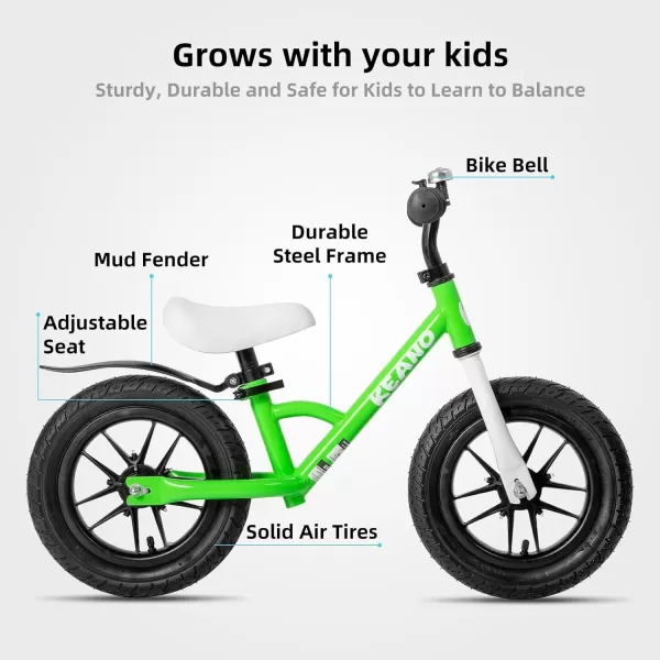 imageJOYSTAR 1214 Inch Kids Balance Bike for 18months5 Years Old Boys Girls Lightweight Toddler Balance Bikes with Footrest and Handlebar Basket or Doll SeatZGreen