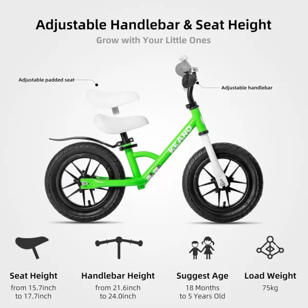 imageJOYSTAR 1214 Inch Kids Balance Bike for 18months5 Years Old Boys Girls Lightweight Toddler Balance Bikes with Footrest and Handlebar Basket or Doll SeatZGreen
