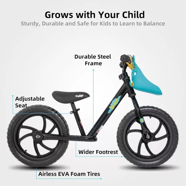 imageJOYSTAR 1214 Inch Kids Balance Bike for 18months5 Years Old Boys Girls Lightweight Toddler Balance Bikes with Footrest and Handlebar Basket or Doll SeatBlack
