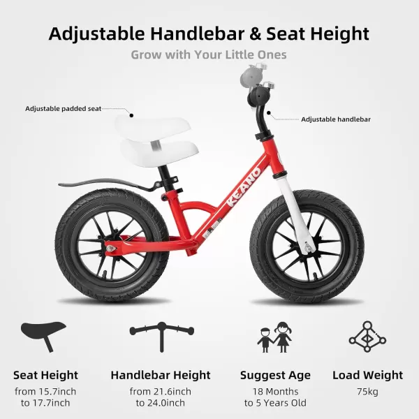 imageJOYSTAR 1214 Inch Kids Balance Bike for 18months5 Years Old Boys Girls Lightweight Toddler Balance Bikes with Footrest and Handlebar Basket or Doll SeatZRed