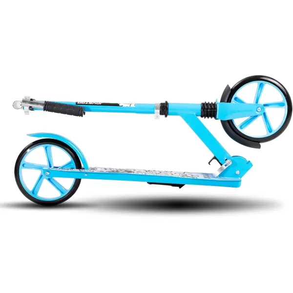 imageJOYSTAR Kick Scooter for Kids Ages 59 ampamp Teens 8 in Big Wheel Scooter for Boys Girls Foldable Kids Scooter with Adjustable Handlebars Front Shock Absorption ampamp Rear Brake Multiple ColorsBlue