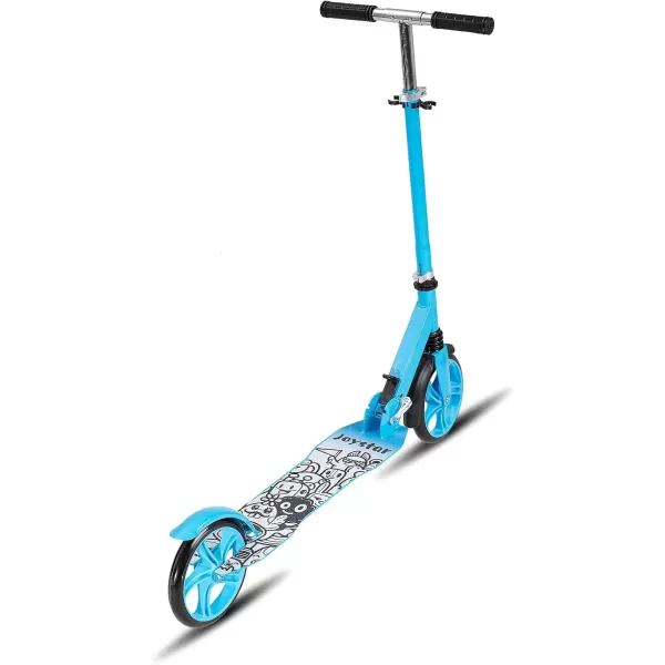 imageJOYSTAR Kick Scooter for Kids Ages 59 ampamp Teens 8 in Big Wheel Scooter for Boys Girls Foldable Kids Scooter with Adjustable Handlebars Front Shock Absorption ampamp Rear Brake Multiple ColorsBlue