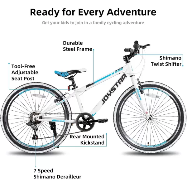 imageJOYSTAR Lubbock 20 24 Inch Kids Bike for Boys ampamp Girls Ages 712 Years Hardtail Mountain Bike for Kids with 1Speed7Speed Drivetrain White Wall Knobby Tires Kids BicycleWhite