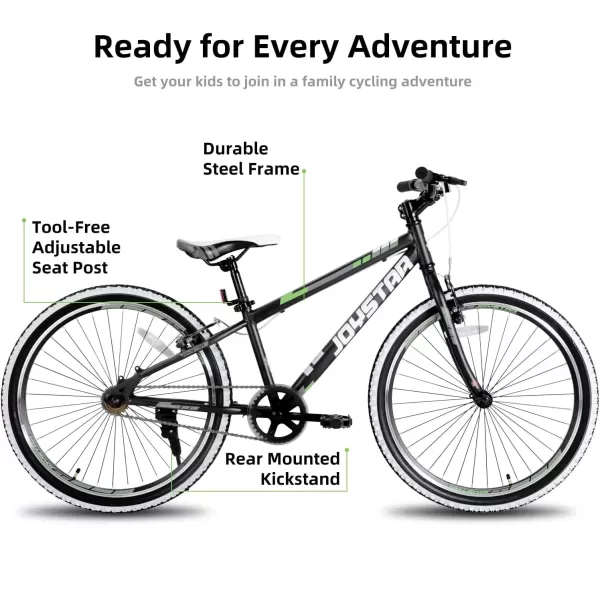 imageJOYSTAR Lubbock 20 24 Inch Kids Bike for Boys ampamp Girls Ages 712 Years Hardtail Mountain Bike for Kids with 1Speed7Speed Drivetrain White Wall Knobby Tires Kids BicycleBlack
