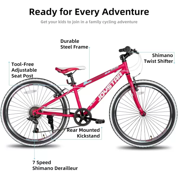 imageJOYSTAR Lubbock 20 24 Inch Kids Bike for Boys ampamp Girls Ages 712 Years Hardtail Mountain Bike for Kids with 1Speed7Speed Drivetrain White Wall Knobby Tires Kids BicycleRed