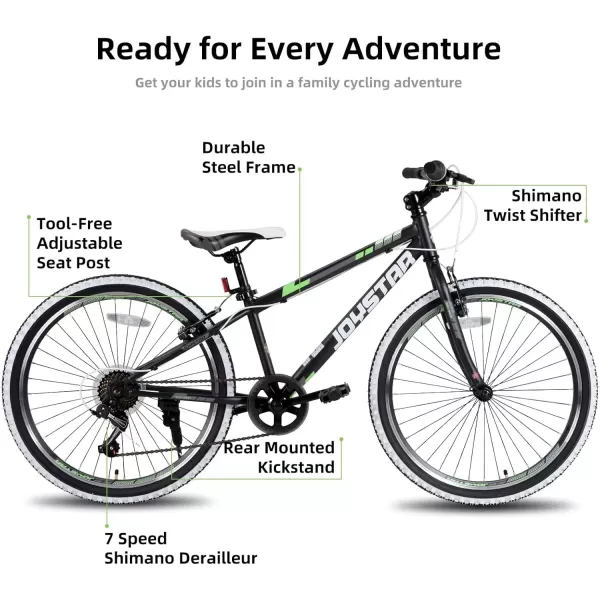 imageJOYSTAR Lubbock 20 24 Inch Kids Bike for Boys ampamp Girls Ages 712 Years Hardtail Mountain Bike for Kids with 1Speed7Speed Drivetrain White Wall Knobby Tires Kids BicycleBlack