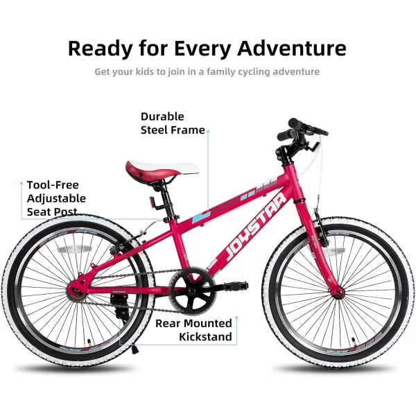 imageJOYSTAR Lubbock 20 24 Inch Kids Bike for Boys ampamp Girls Ages 712 Years Hardtail Mountain Bike for Kids with 1Speed7Speed Drivetrain White Wall Knobby Tires Kids BicycleRed