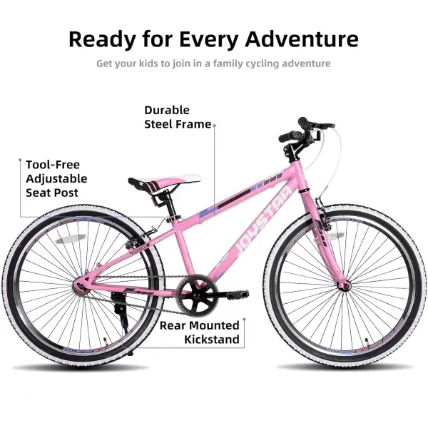 imageJOYSTAR Lubbock 20 24 Inch Kids Bike for Boys ampamp Girls Ages 712 Years Hardtail Mountain Bike for Kids with 1Speed7Speed Drivetrain White Wall Knobby Tires Kids BicyclePink