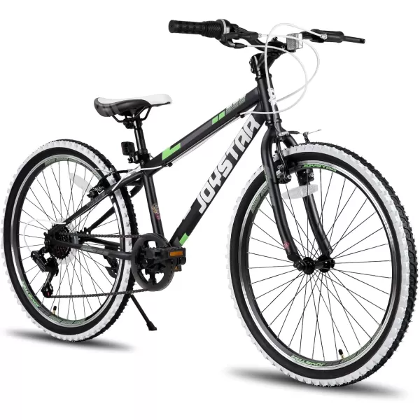 imageJOYSTAR Lubbock 20 24 Inch Kids Bike for Boys ampamp Girls Ages 712 Years Hardtail Mountain Bike for Kids with 1Speed7Speed Drivetrain White Wall Knobby Tires Kids BicycleBlack