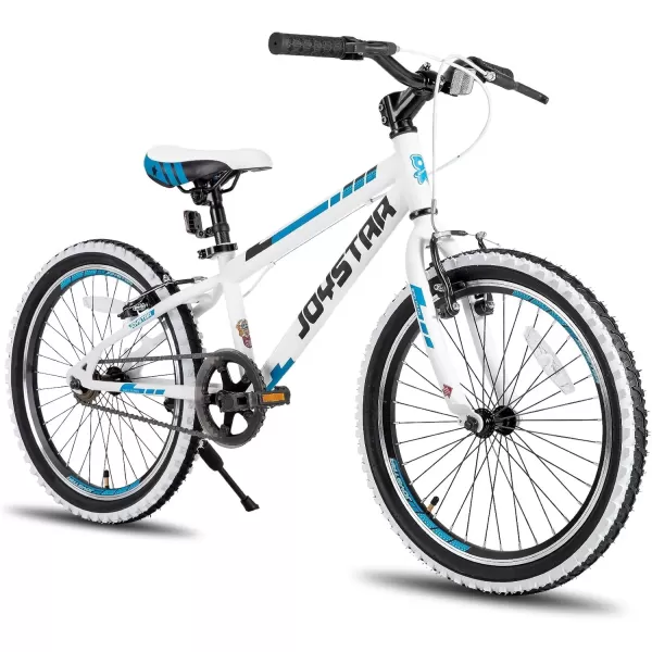 imageJOYSTAR Lubbock 20 24 Inch Kids Bike for Boys ampamp Girls Ages 712 Years Hardtail Mountain Bike for Kids with 1Speed7Speed Drivetrain White Wall Knobby Tires Kids BicycleWhite