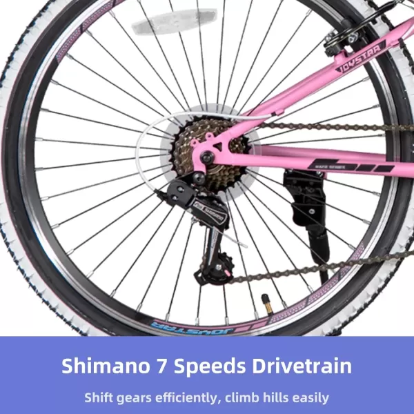 imageJOYSTAR Lubbock 20 24 Inch Kids Bike for Boys ampamp Girls Ages 712 Years Hardtail Mountain Bike for Kids with 1Speed7Speed Drivetrain White Wall Knobby Tires Kids BicyclePink