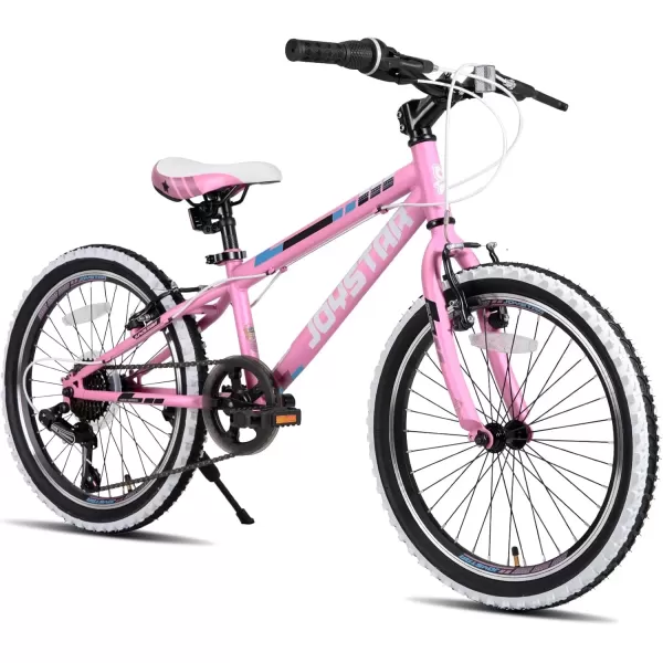 imageJOYSTAR Lubbock 20 24 Inch Kids Bike for Boys ampamp Girls Ages 712 Years Hardtail Mountain Bike for Kids with 1Speed7Speed Drivetrain White Wall Knobby Tires Kids BicyclePink