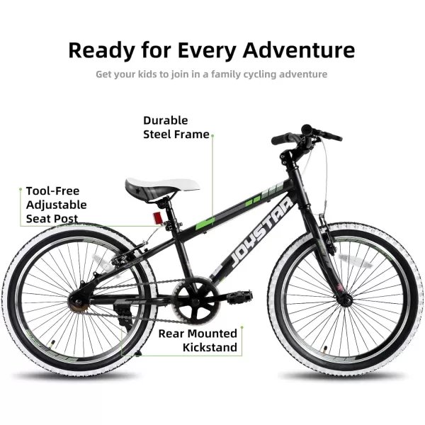 imageJOYSTAR Lubbock 20 24 Inch Kids Bike for Boys ampamp Girls Ages 712 Years Hardtail Mountain Bike for Kids with 1Speed7Speed Drivetrain White Wall Knobby Tires Kids BicycleBlack