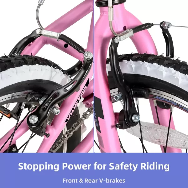imageJOYSTAR Lubbock 20 24 Inch Kids Bike for Boys ampamp Girls Ages 712 Years Hardtail Mountain Bike for Kids with 1Speed7Speed Drivetrain White Wall Knobby Tires Kids BicyclePink