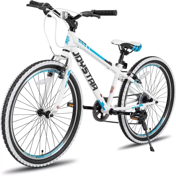 imageJOYSTAR Lubbock 20 24 Inch Kids Bike for Boys ampamp Girls Ages 712 Years Hardtail Mountain Bike for Kids with 1Speed7Speed Drivetrain White Wall Knobby Tires Kids BicycleWhite