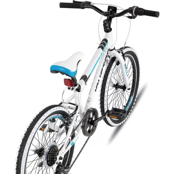 imageJOYSTAR Lubbock 20 24 Inch Kids Bike for Boys ampamp Girls Ages 712 Years Hardtail Mountain Bike for Kids with 1Speed7Speed Drivetrain White Wall Knobby Tires Kids BicycleWhite