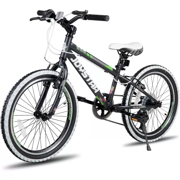 imageJOYSTAR Lubbock 20 24 Inch Kids Bike for Boys ampamp Girls Ages 712 Years Hardtail Mountain Bike for Kids with 1Speed7Speed Drivetrain White Wall Knobby Tires Kids BicycleBlack