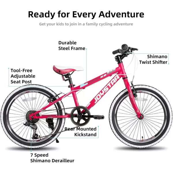 imageJOYSTAR Lubbock 20 24 Inch Kids Bike for Boys ampamp Girls Ages 712 Years Hardtail Mountain Bike for Kids with 1Speed7Speed Drivetrain White Wall Knobby Tires Kids BicycleRed