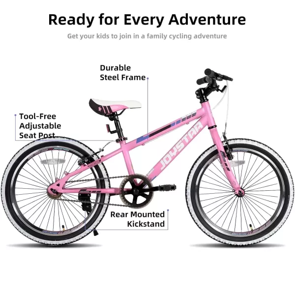 imageJOYSTAR Lubbock 20 24 Inch Kids Bike for Boys ampamp Girls Ages 712 Years Hardtail Mountain Bike for Kids with 1Speed7Speed Drivetrain White Wall Knobby Tires Kids BicyclePink