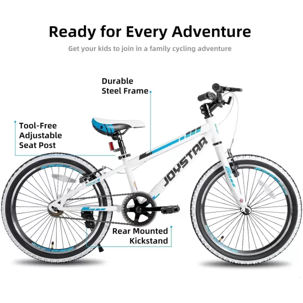 imageJOYSTAR Lubbock 20 24 Inch Kids Bike for Boys ampamp Girls Ages 712 Years Hardtail Mountain Bike for Kids with 1Speed7Speed Drivetrain White Wall Knobby Tires Kids BicycleWhite